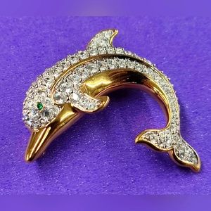 Vintage Swarovski Dolphin Brooch